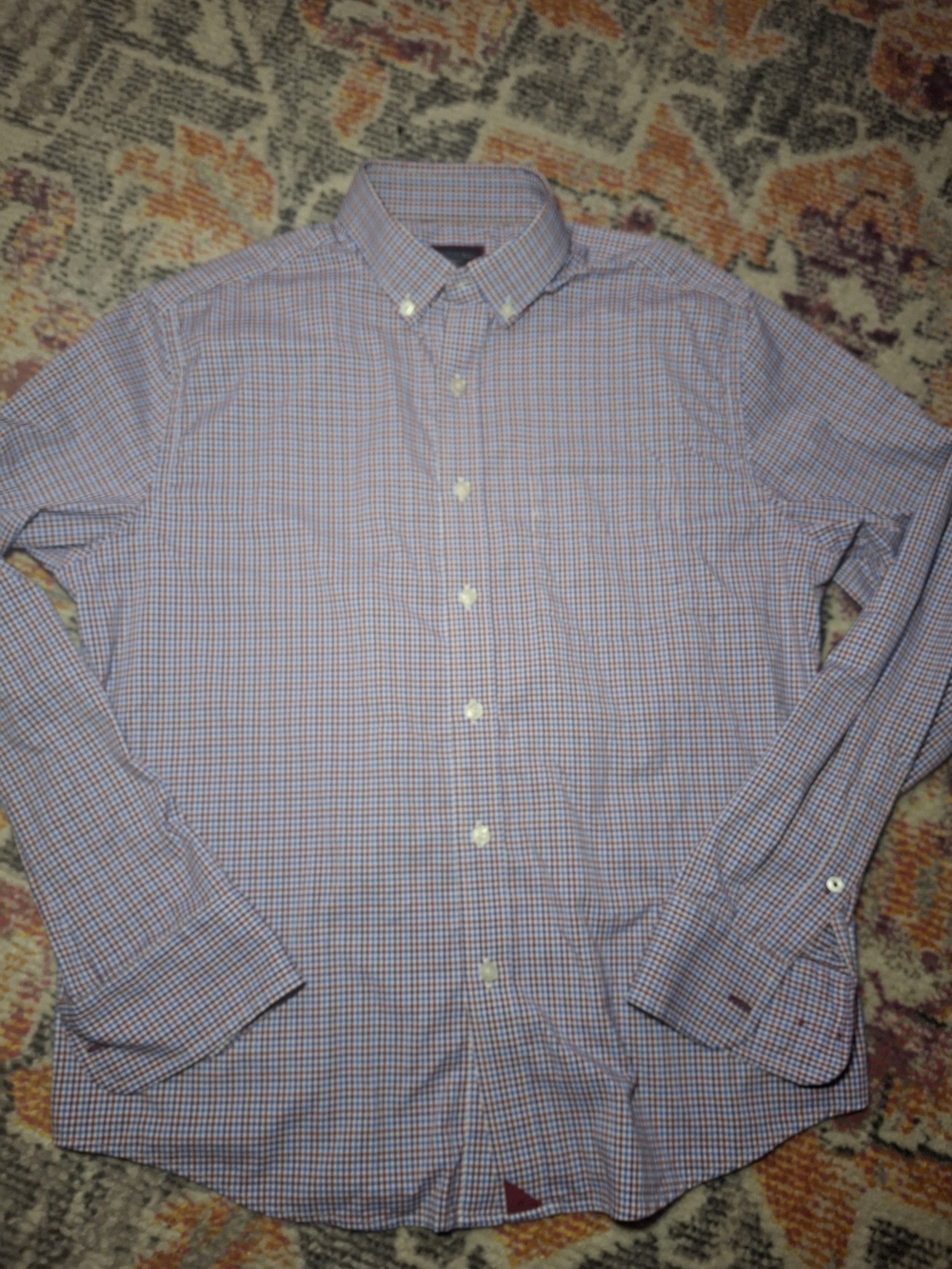 UNTUCKit Men's Button-Down Checked Shirt - Blue & Orange